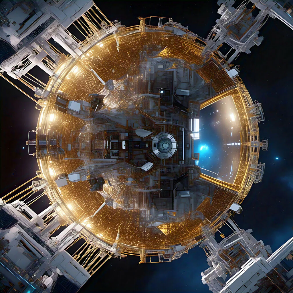 Celestial Nexus: Futuristic Space Station in Deep Cosmos