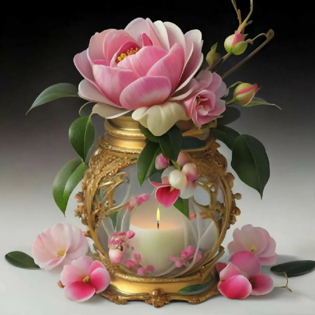 Ceramic vase containing roses