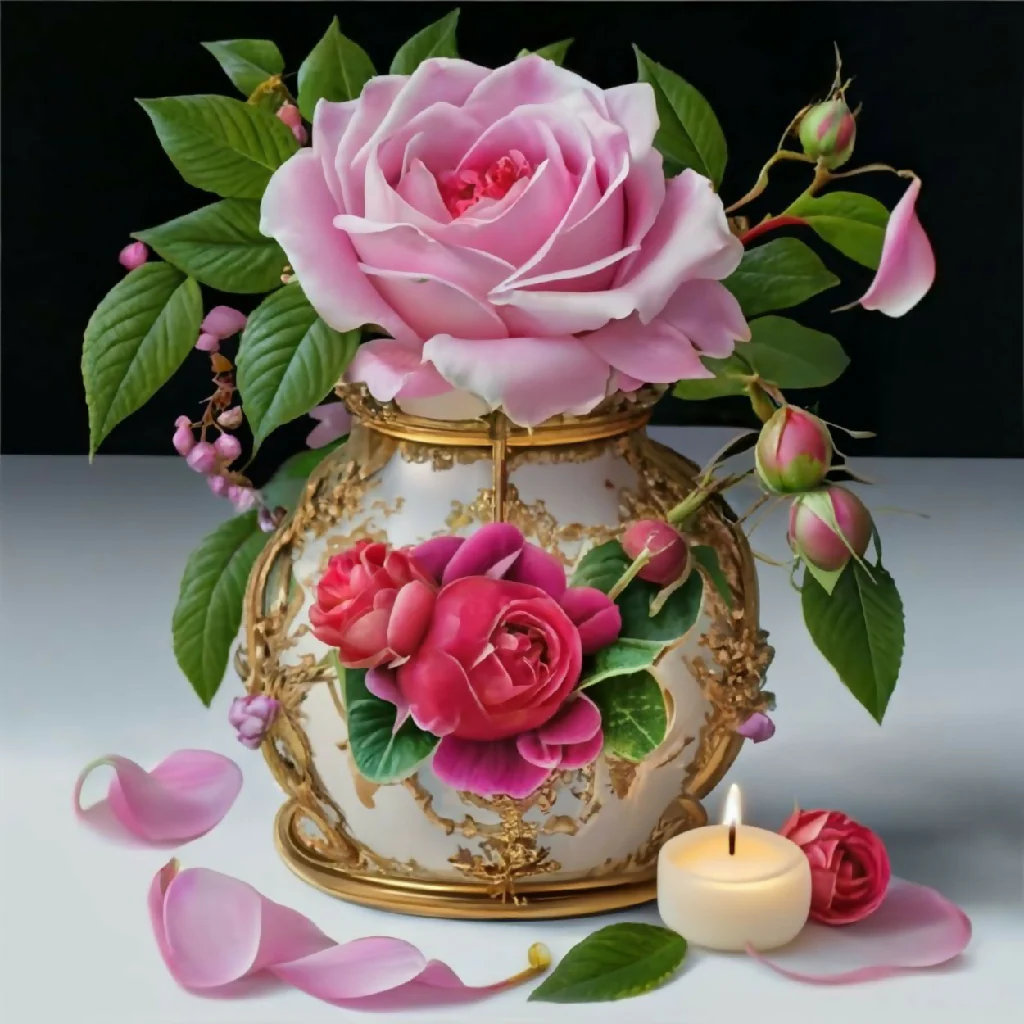 Ceramic vase containing roses - Image 2