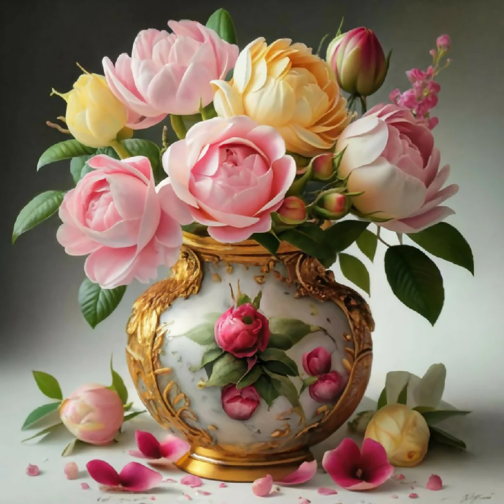 Ceramic vase containing roses - Image 3