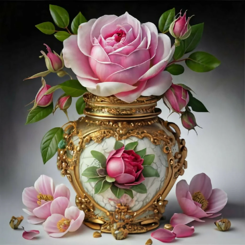 Ceramic vase containing roses - Image 4