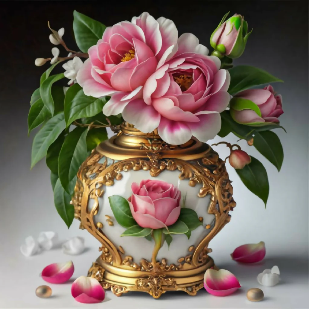 Ceramic vase containing roses - Image 5