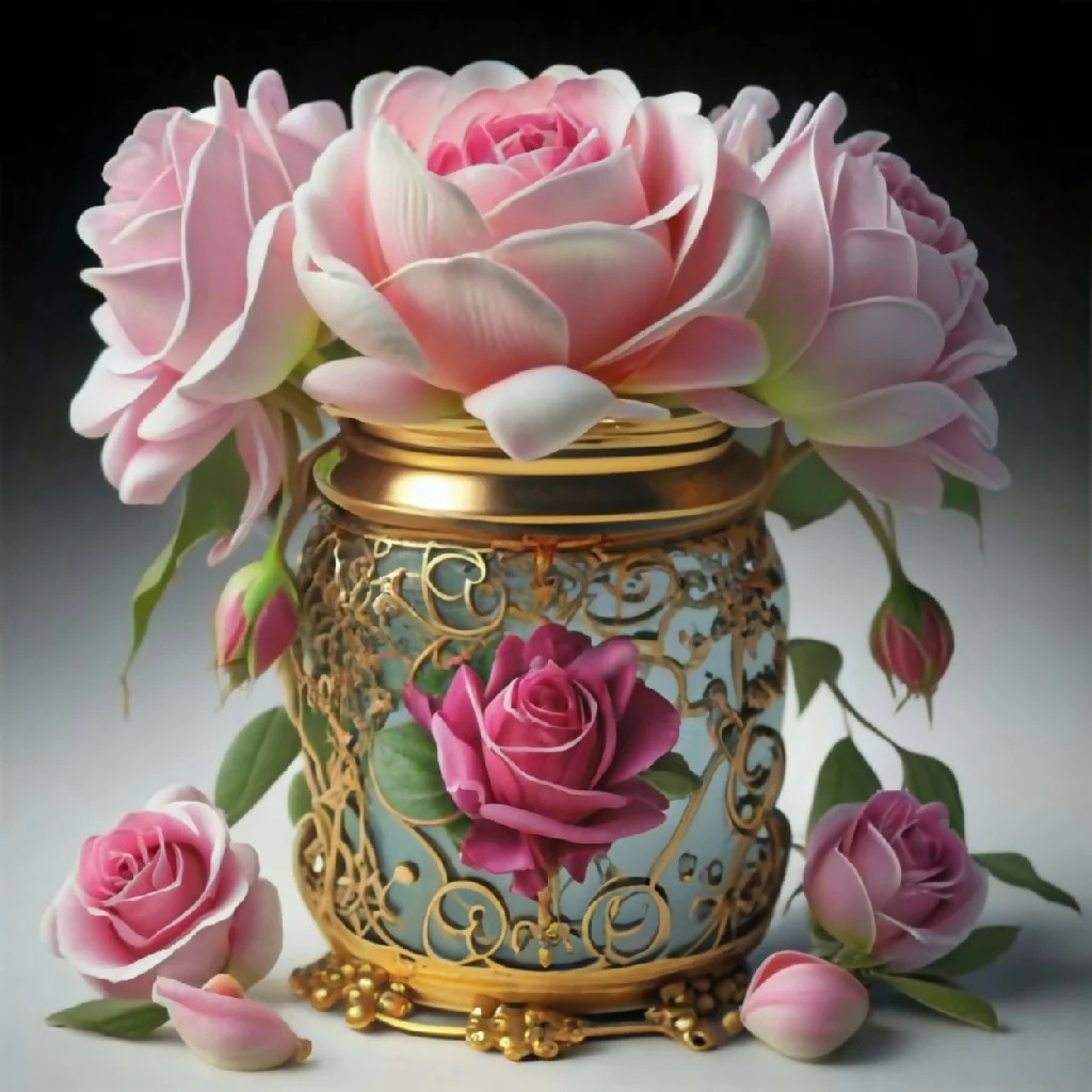 Ceramic vase containing roses - Image 7