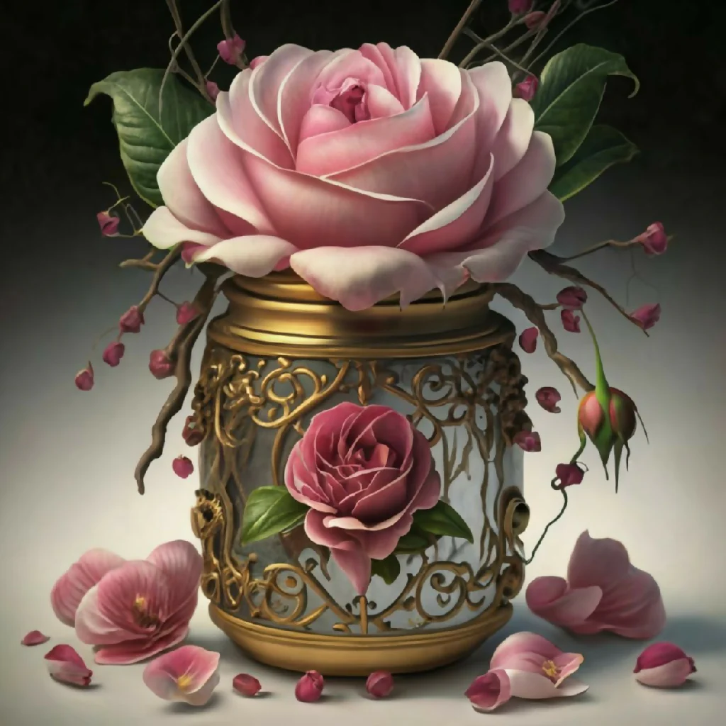 Ceramic vase containing roses - Image 9