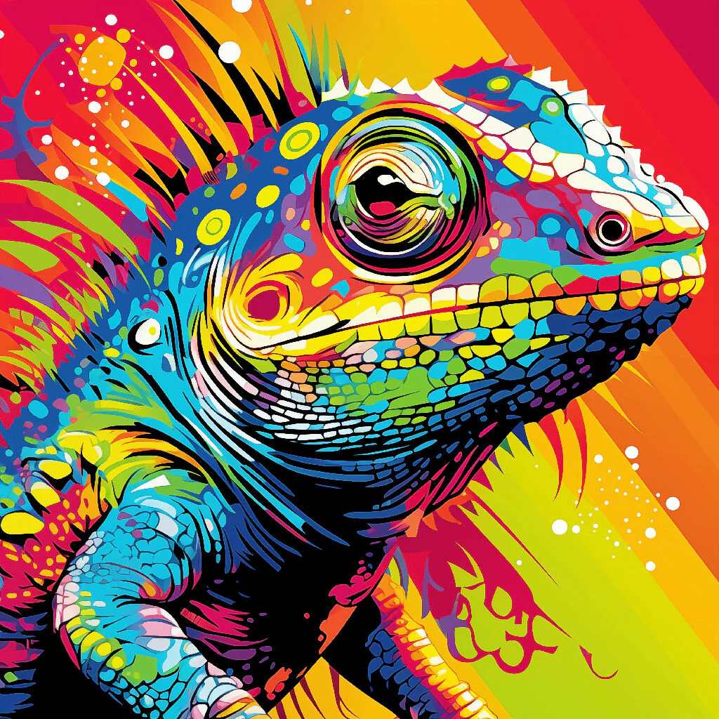 Chameleon with Pop-Art Skin Portrait
