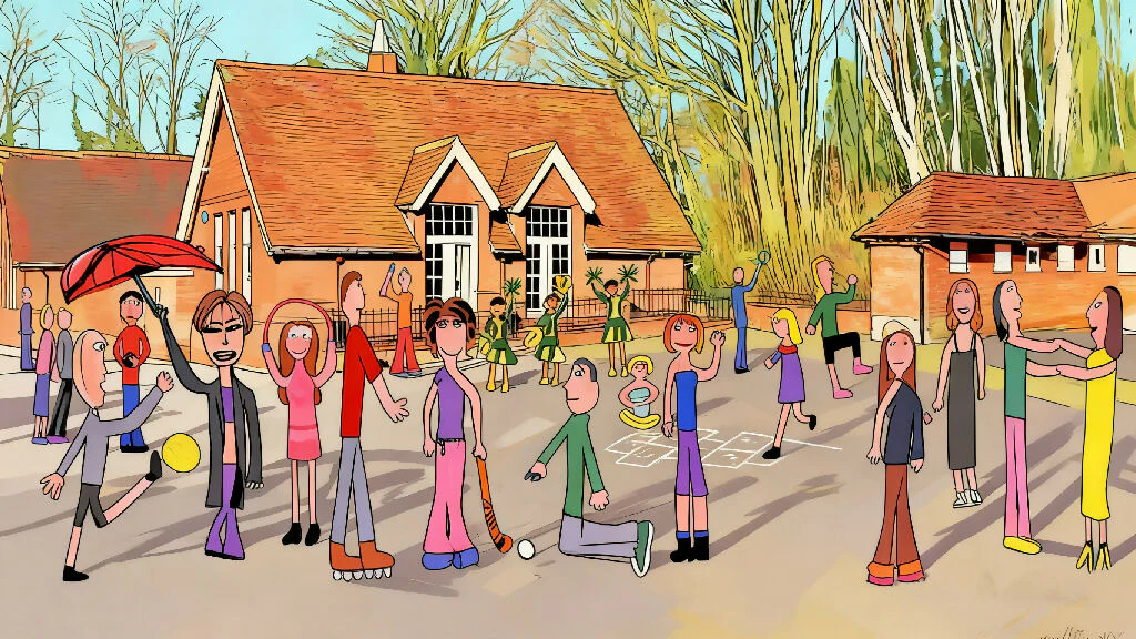 Children Playing in Schoolyard