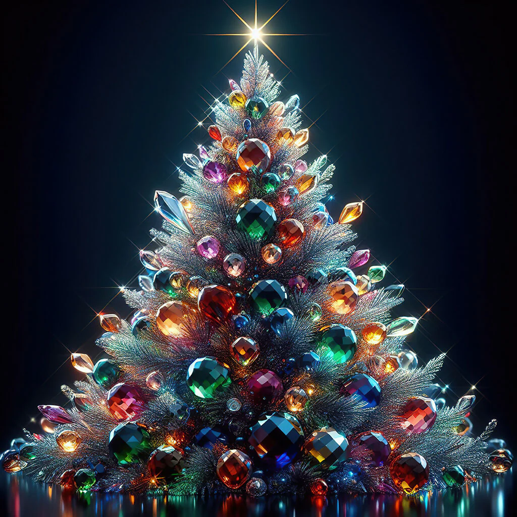 Christmas tree with colorful glass baubles
