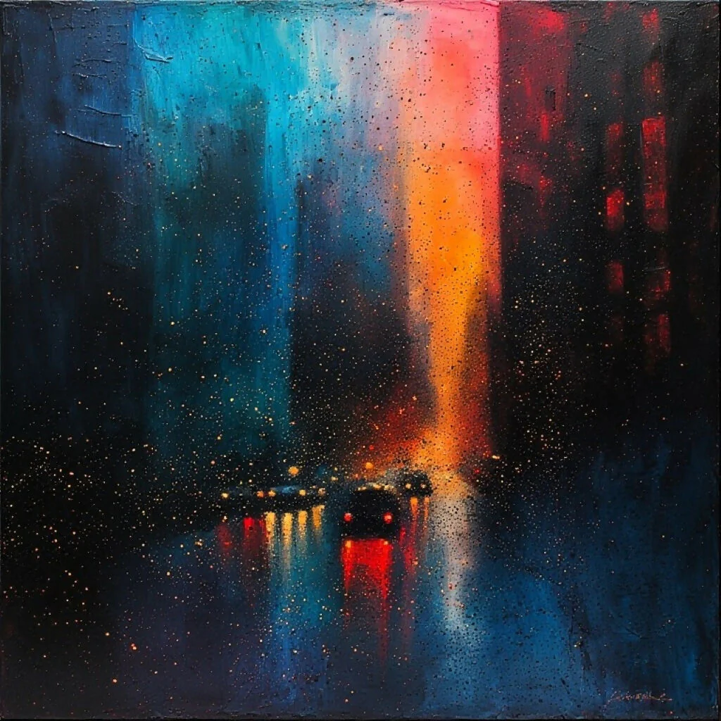 City street in the rain