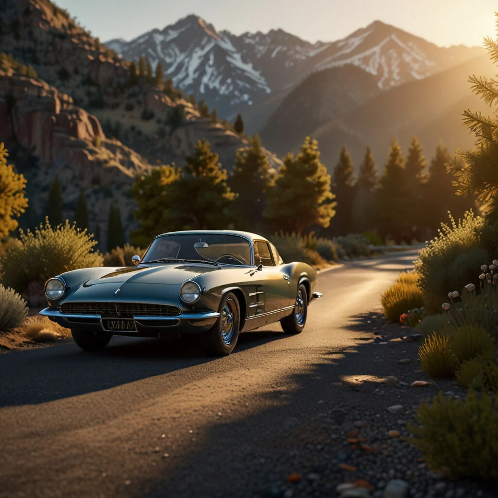 Classic Sports Car At Sunset