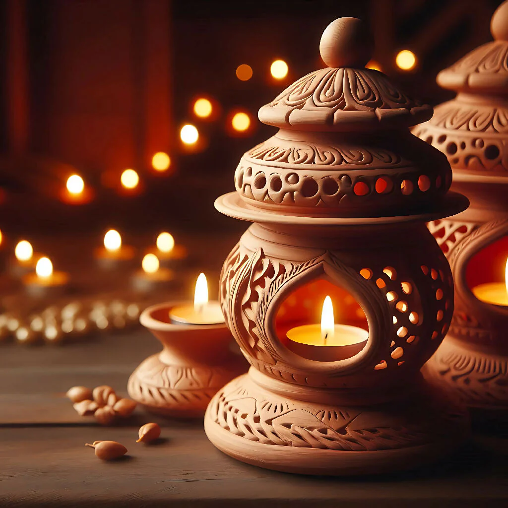 **Clay Lantern**: A decorative lamp to hold candles during nighttime. - Image 2