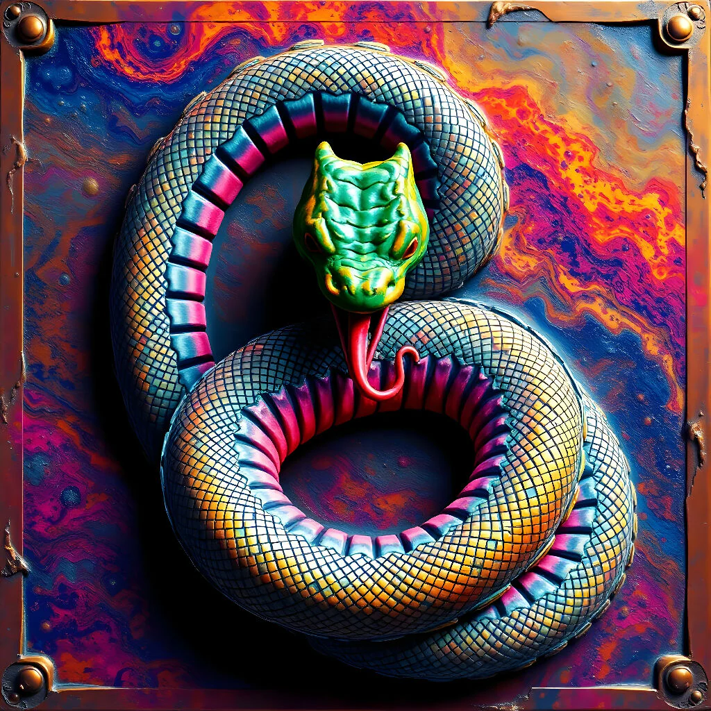 Colorful bronze snake