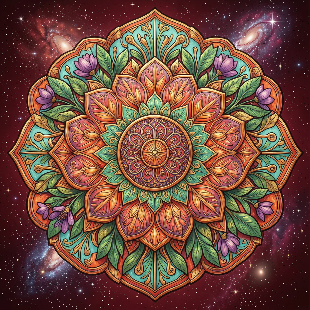Colorful Sacred vibrant Mandala art