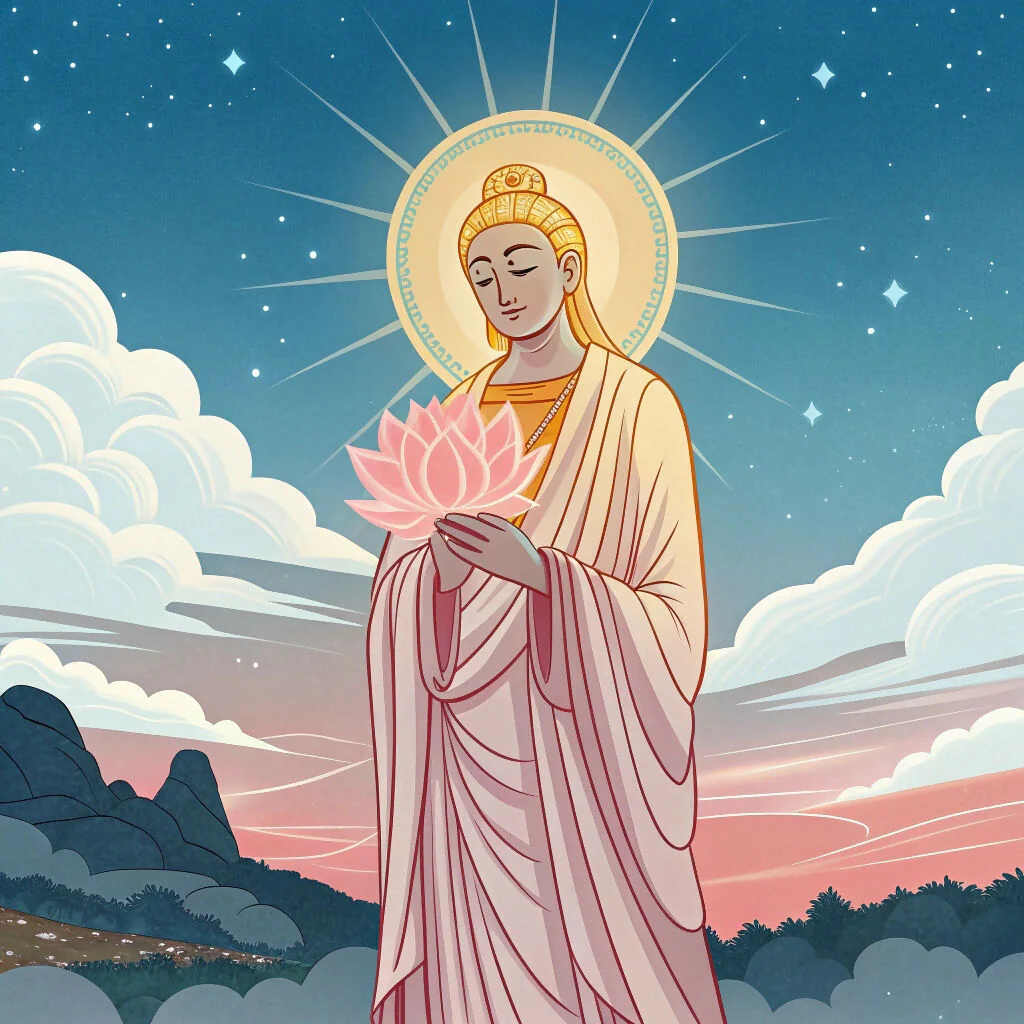Contemplative Buddha with Twilight Lotus