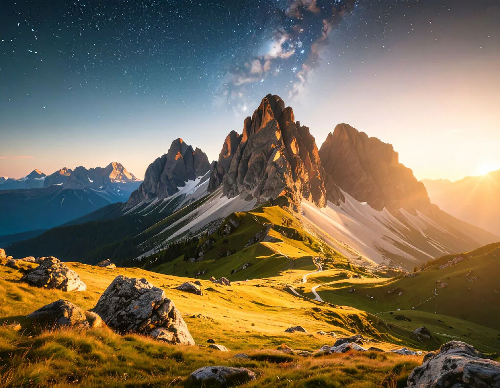 Cosmic Mountains Under the Starry Sky - Image 3