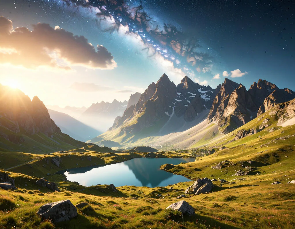 Cosmic Mountains Under the Starry Sky - Image 7