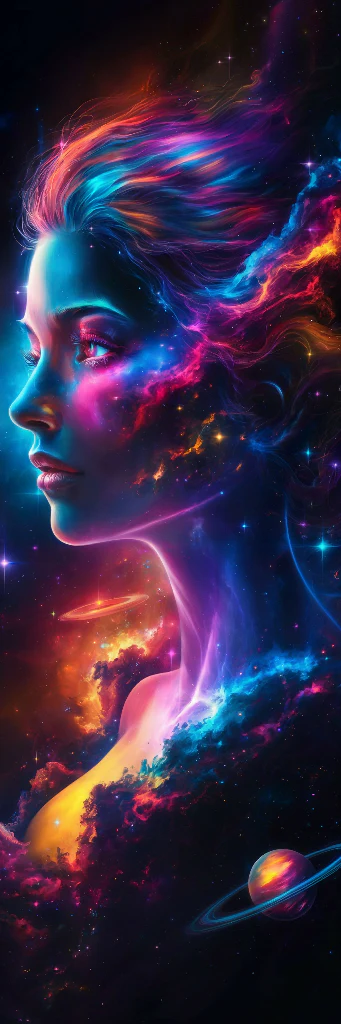 Cosmic representation of a Woman's profile