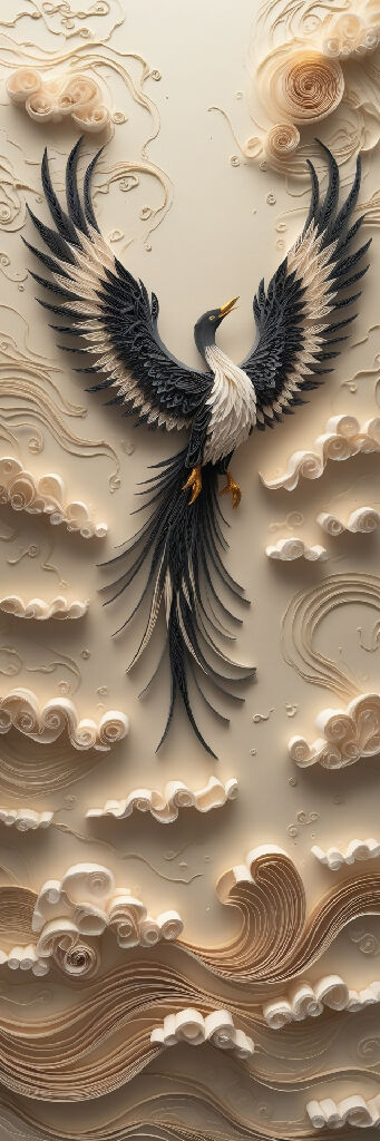 Create an artwork in the style of paper quilling