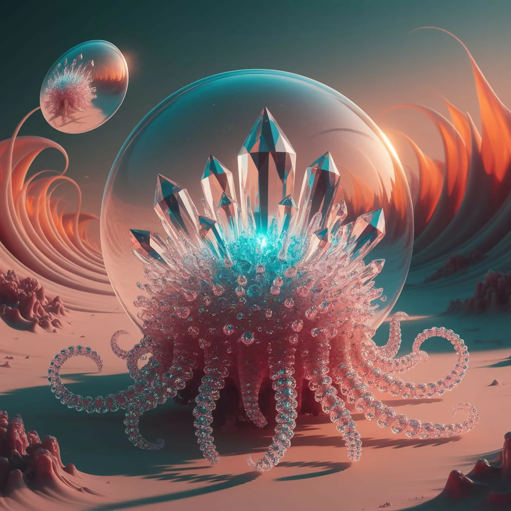 Crystal Core Sphere – Bioluminescent Alien Artifact Artwork