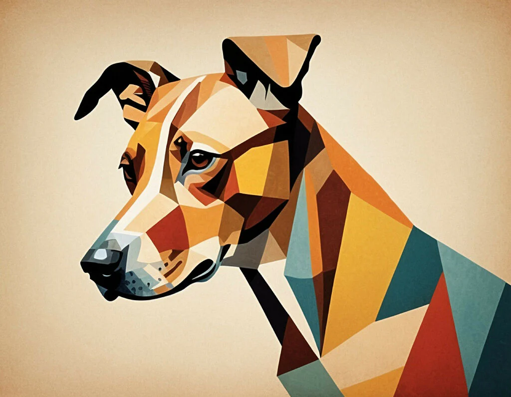 Cubist brown dog