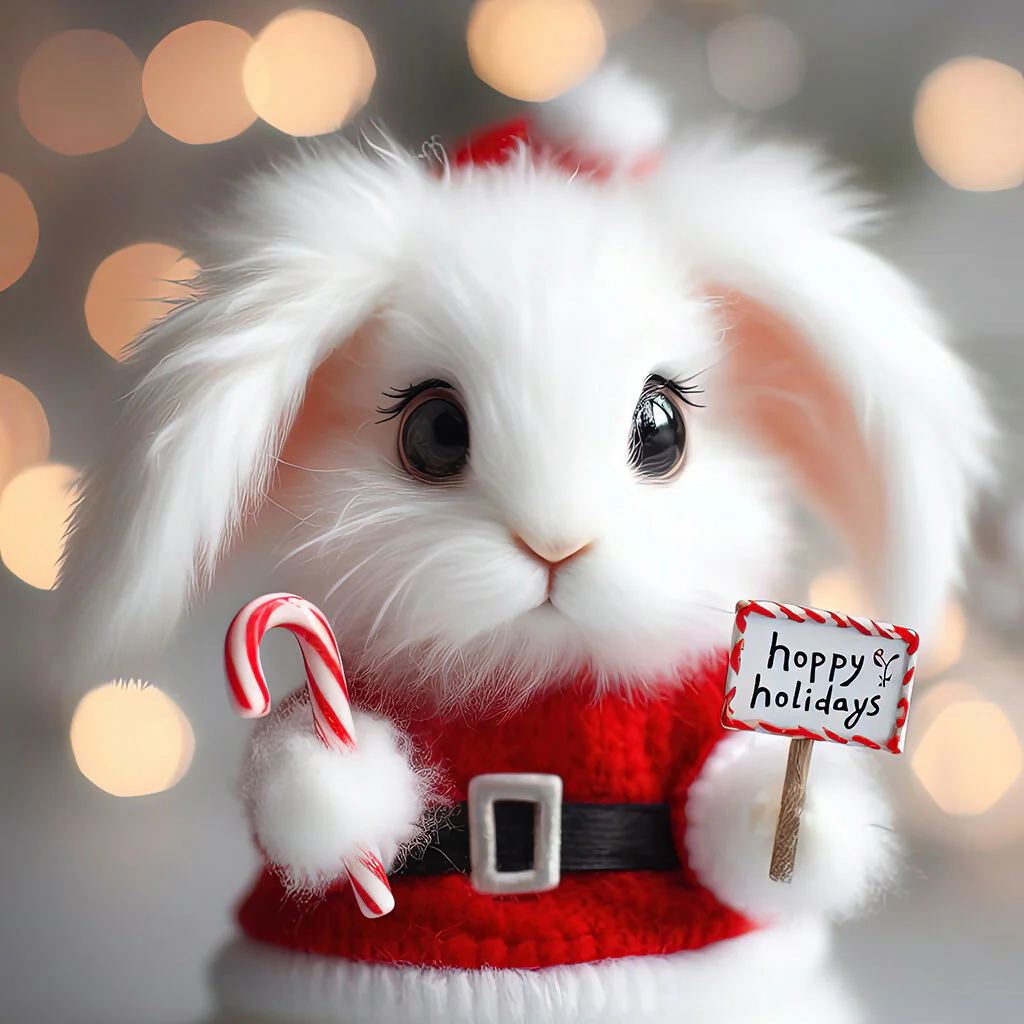 Cute bunny in a Christmas costume