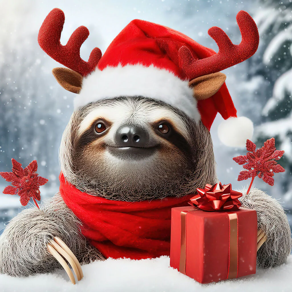 Cute Christmas sloth