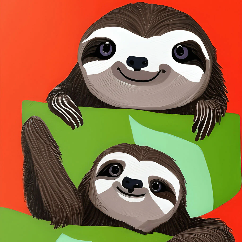 Cute sloth kawaii illustration