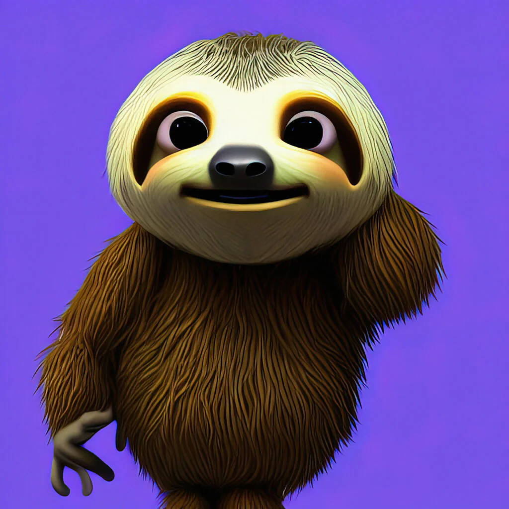Cute sloth on a purple background illustration