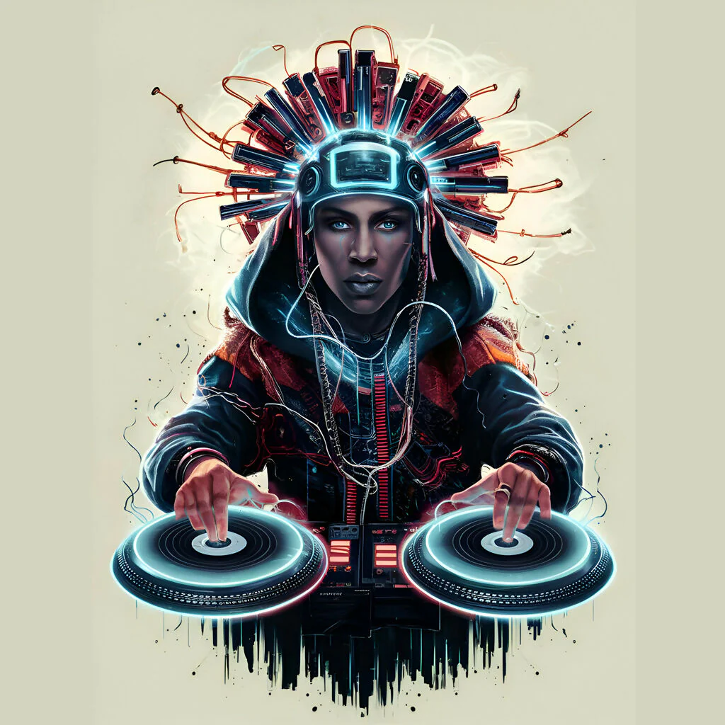 Cyber DJ: Futuristic Turntable Symphony