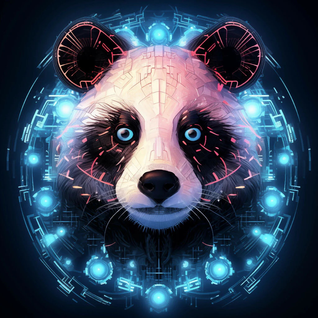 Cyber Lotus Panda Portrait