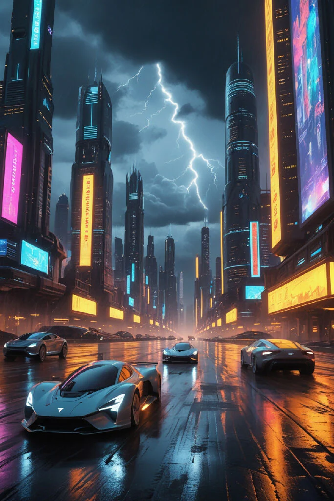 cyberpunk city at night