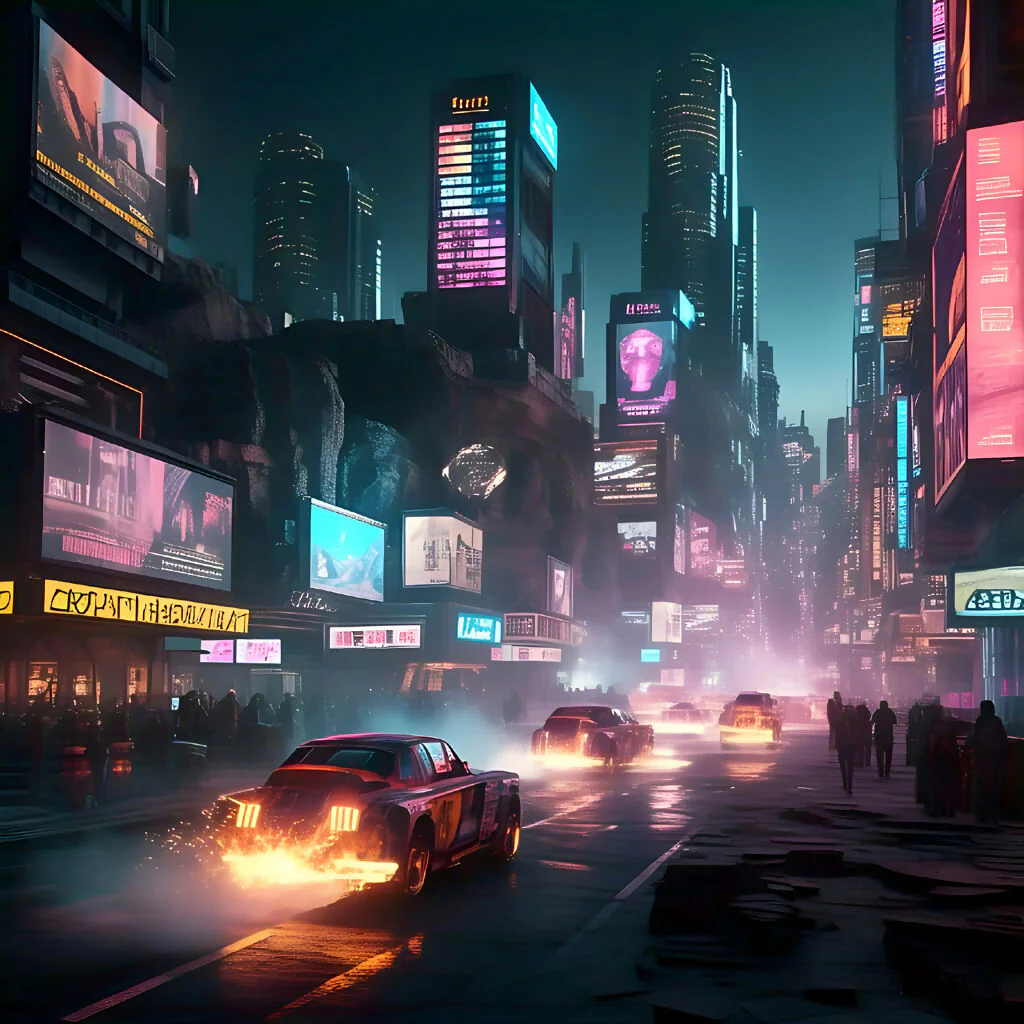 Cyberpunk Neon Skyline Rush