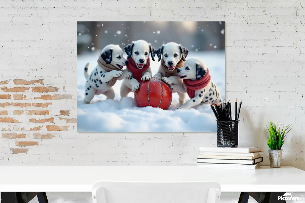 Dalmatian puppies frolicking in the snow - Image 2