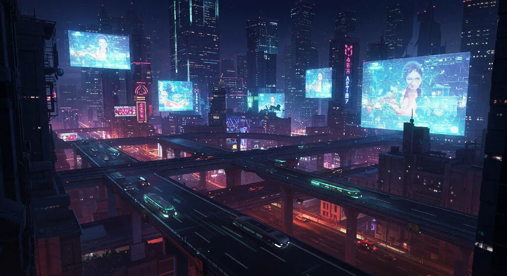Dark futuristic city