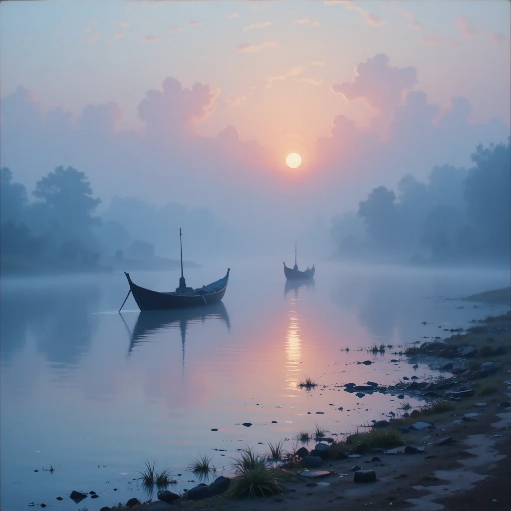 Dawn on the riverbank