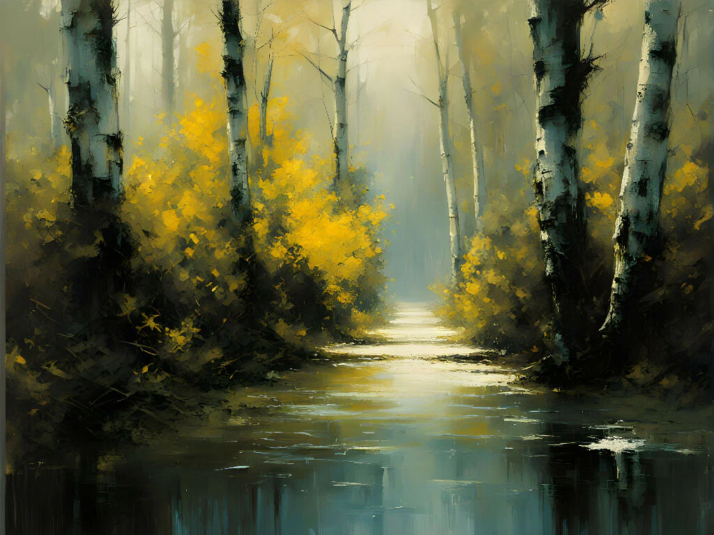 Deep Colors of Autumn: Birch Landscape