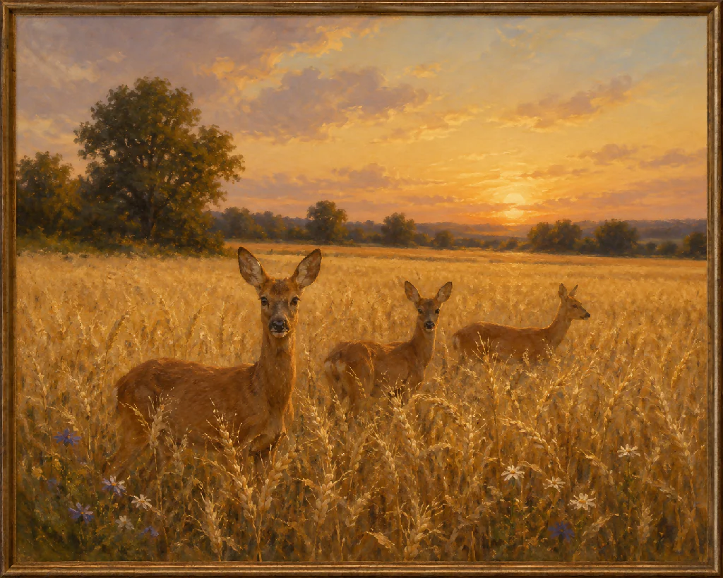 deer in the wheat field