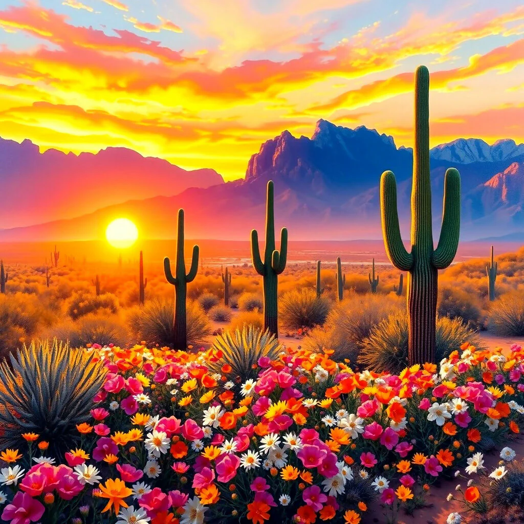 Desert Bloom at Sunset