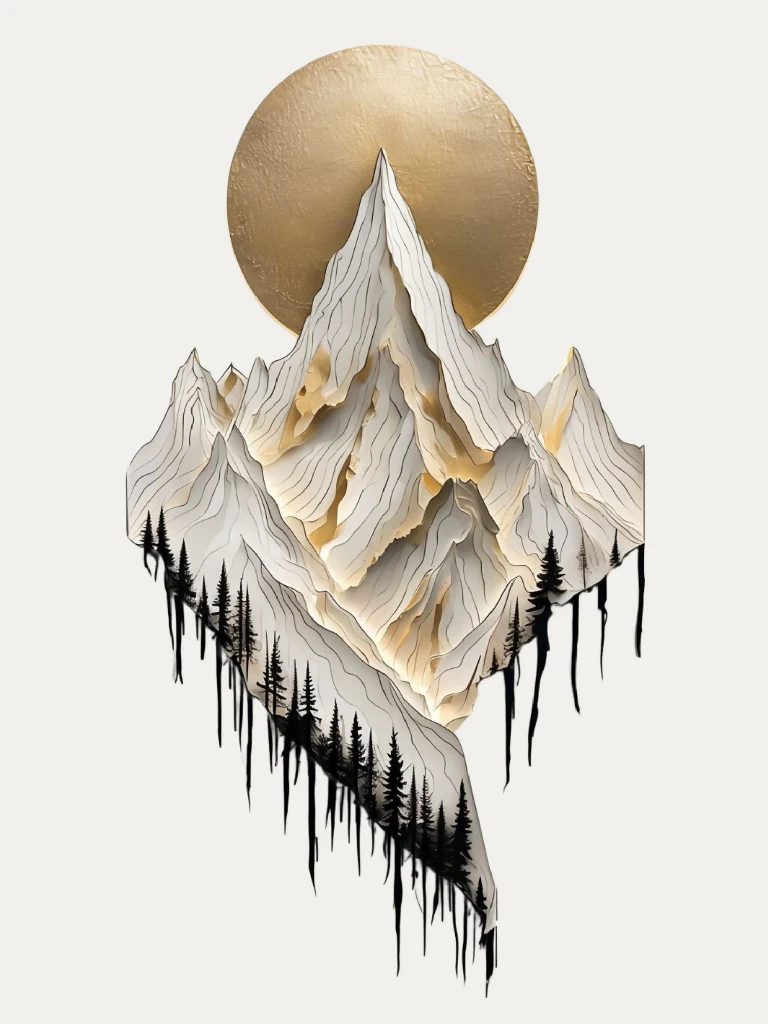 digital painting depicting a majestic mountain range