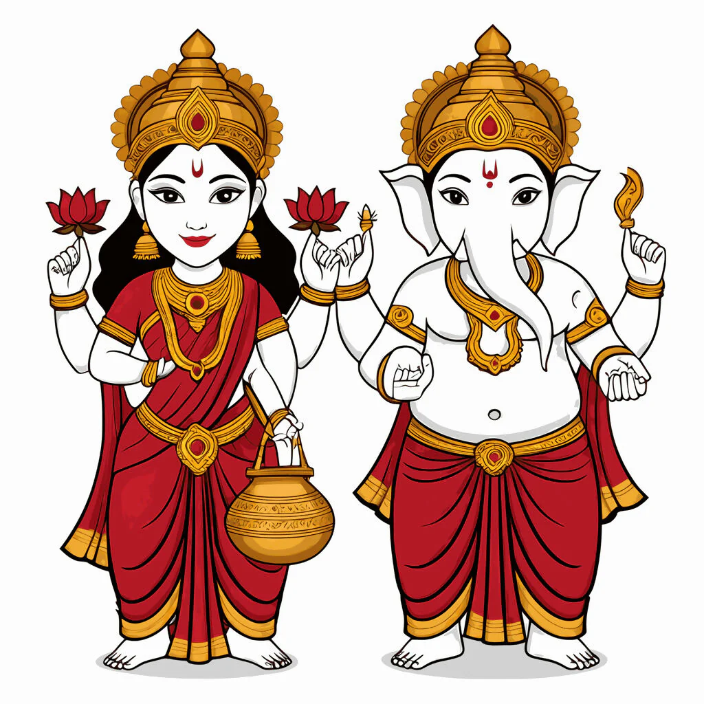 Divine Harmony Lakshmi Ganesha Blessings Portrait