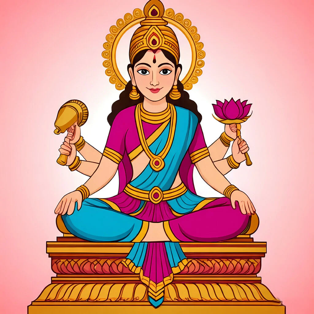 Divine Radiance Hindu Goddess Blessing Art