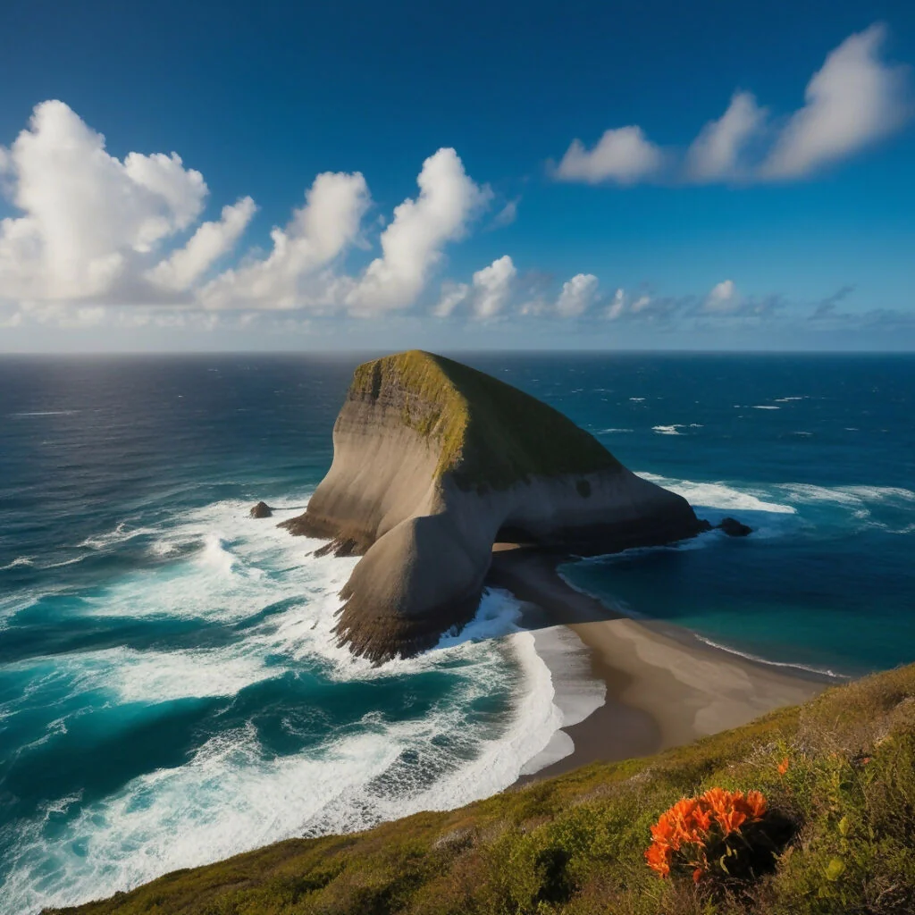Dramatic Coastal Rock Formation with Turquoise Waters