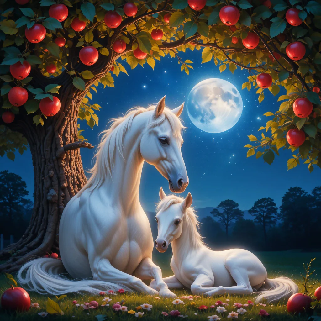 Echanted Night-A celestial Bond Between Mother&Foal