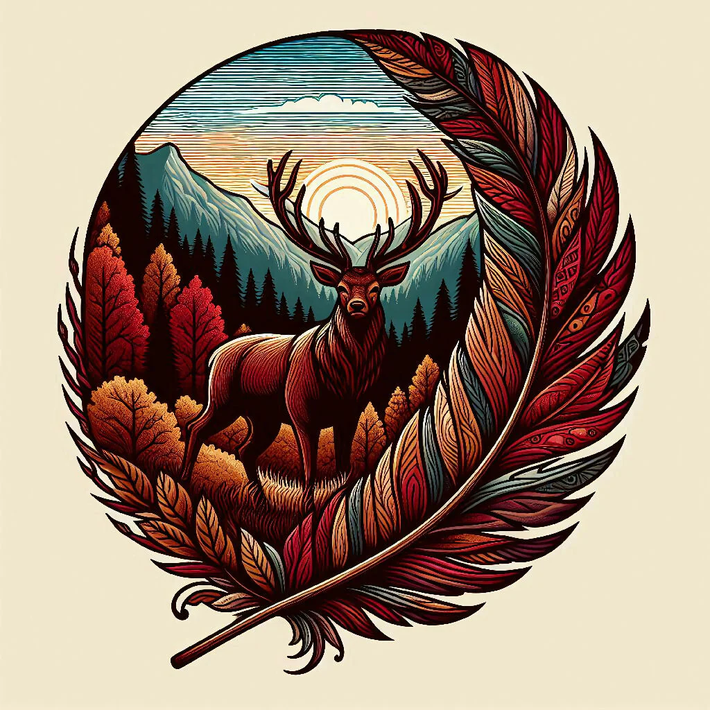 "Echoes of Autumn: The Stag Within the Feathered Forest"