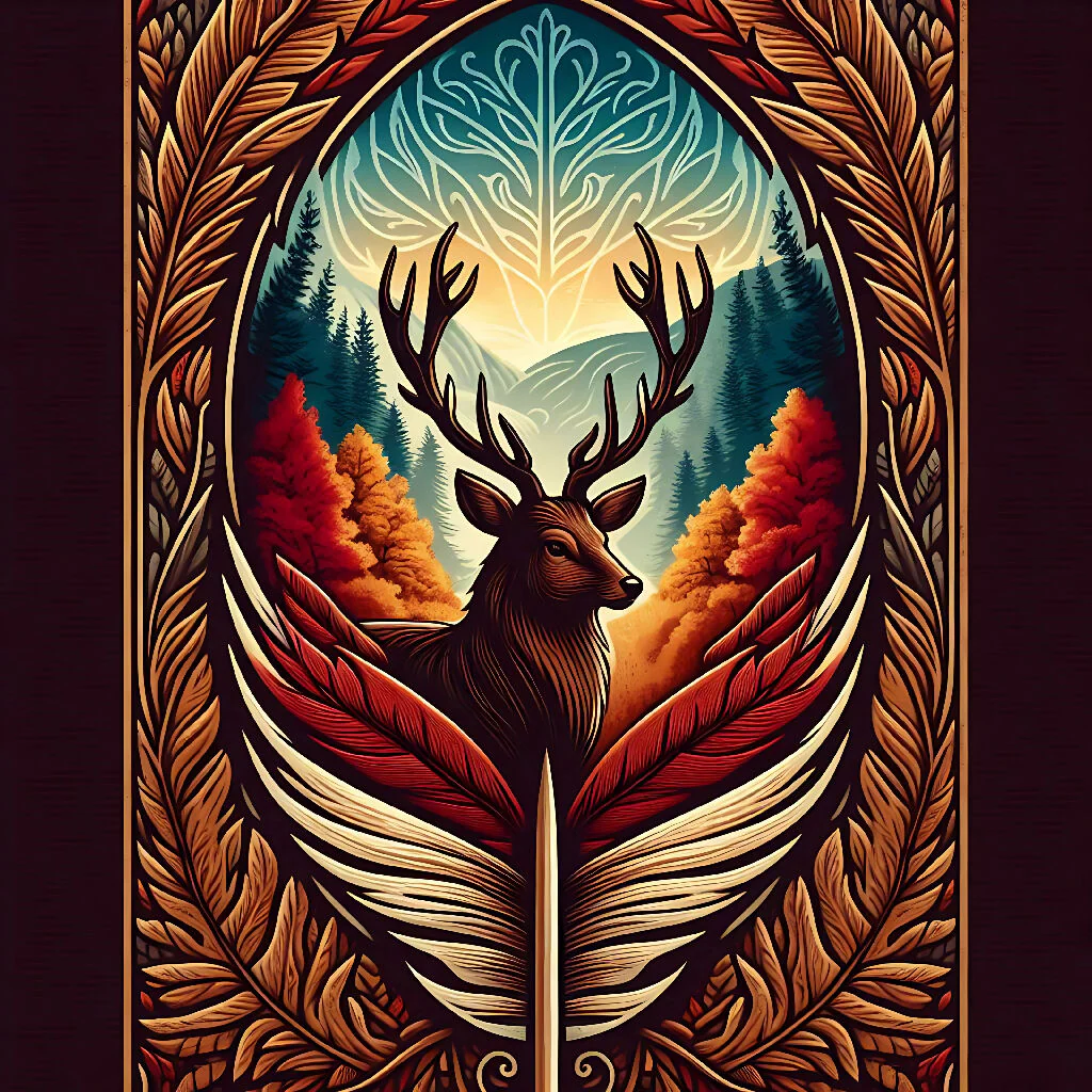 "Echoes of Autumn: The Stag Within the Feathered Forest" - Image 2