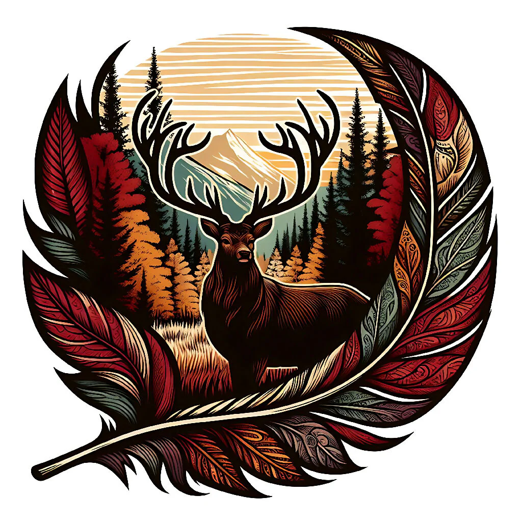 "Echoes of Autumn: The Stag Within the Feathered Forest" - Image 3