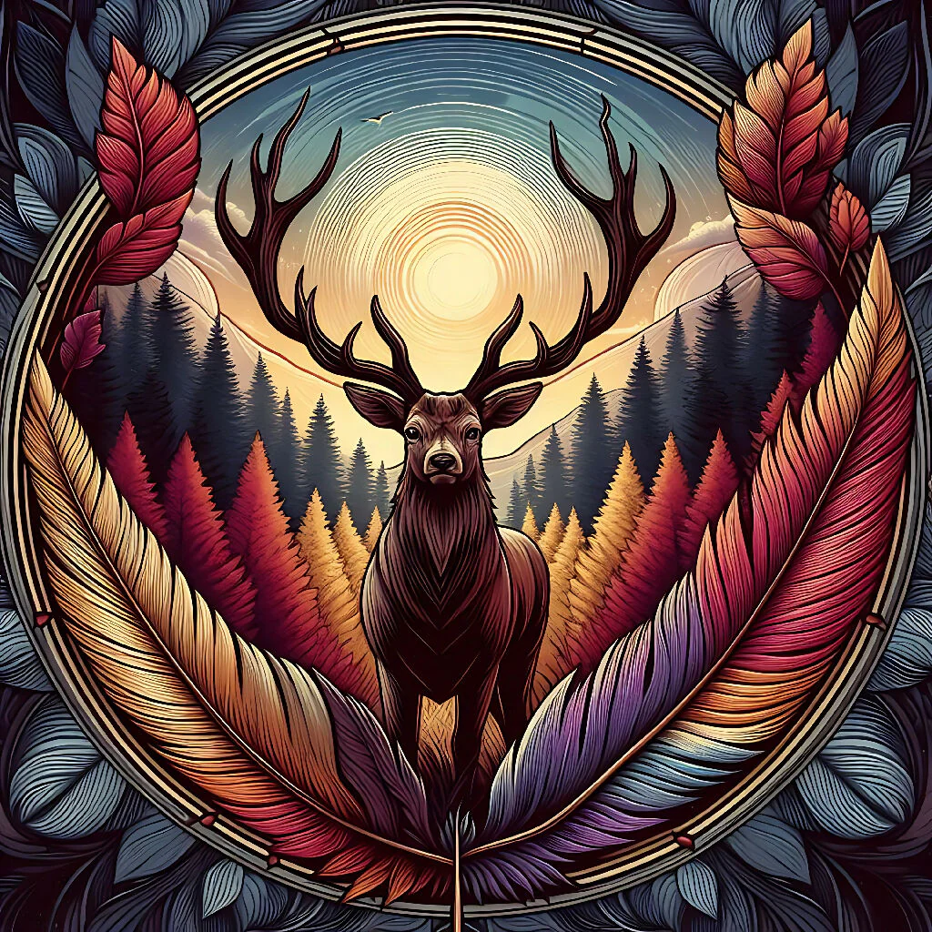 "Echoes of Autumn: The Stag Within the Feathered Forest" - Image 4
