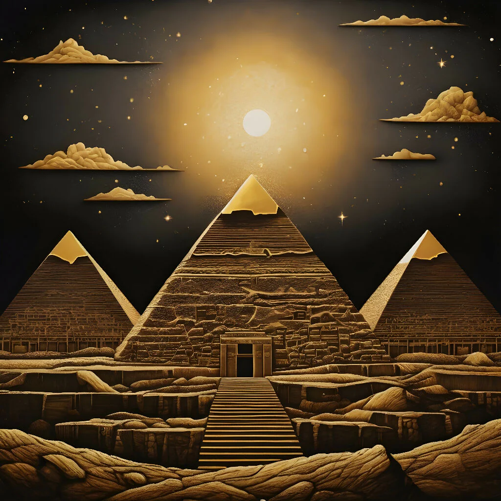 Egyptian golden pyramids