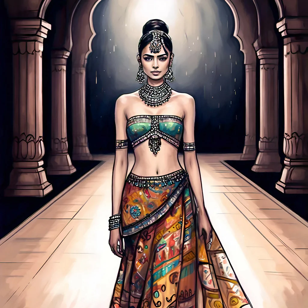 Elegant Indian Traditional Attire AI Art