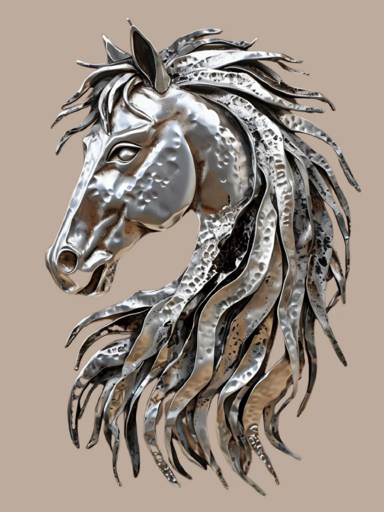 Elegant Metallic Horse Head Sculpture Artwork