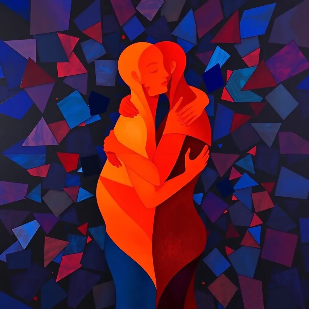 Embrace in shattered light